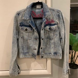 Women’s Blue Acid Wash Barbie Denim Jacket